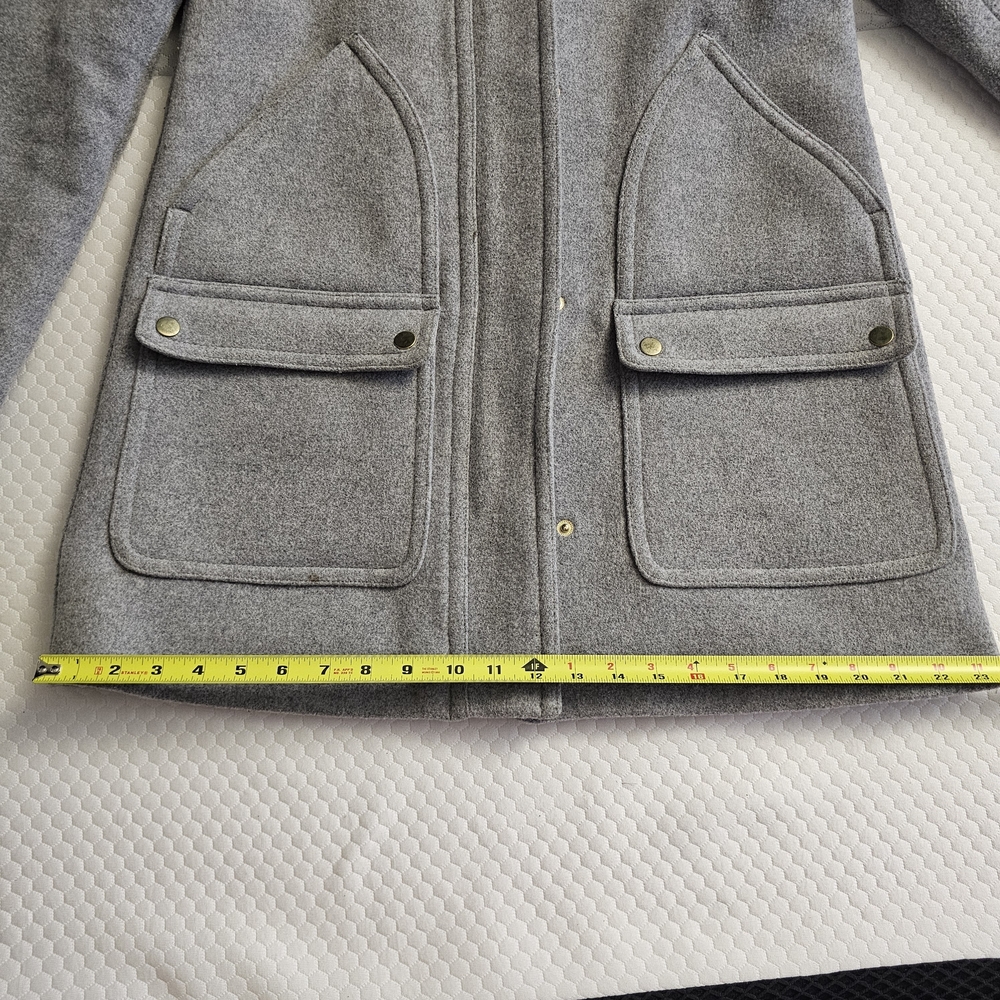 J.CREW Gray Hooded Coat with Faux Fur Trim - Size 2 - Picture 6 of 12